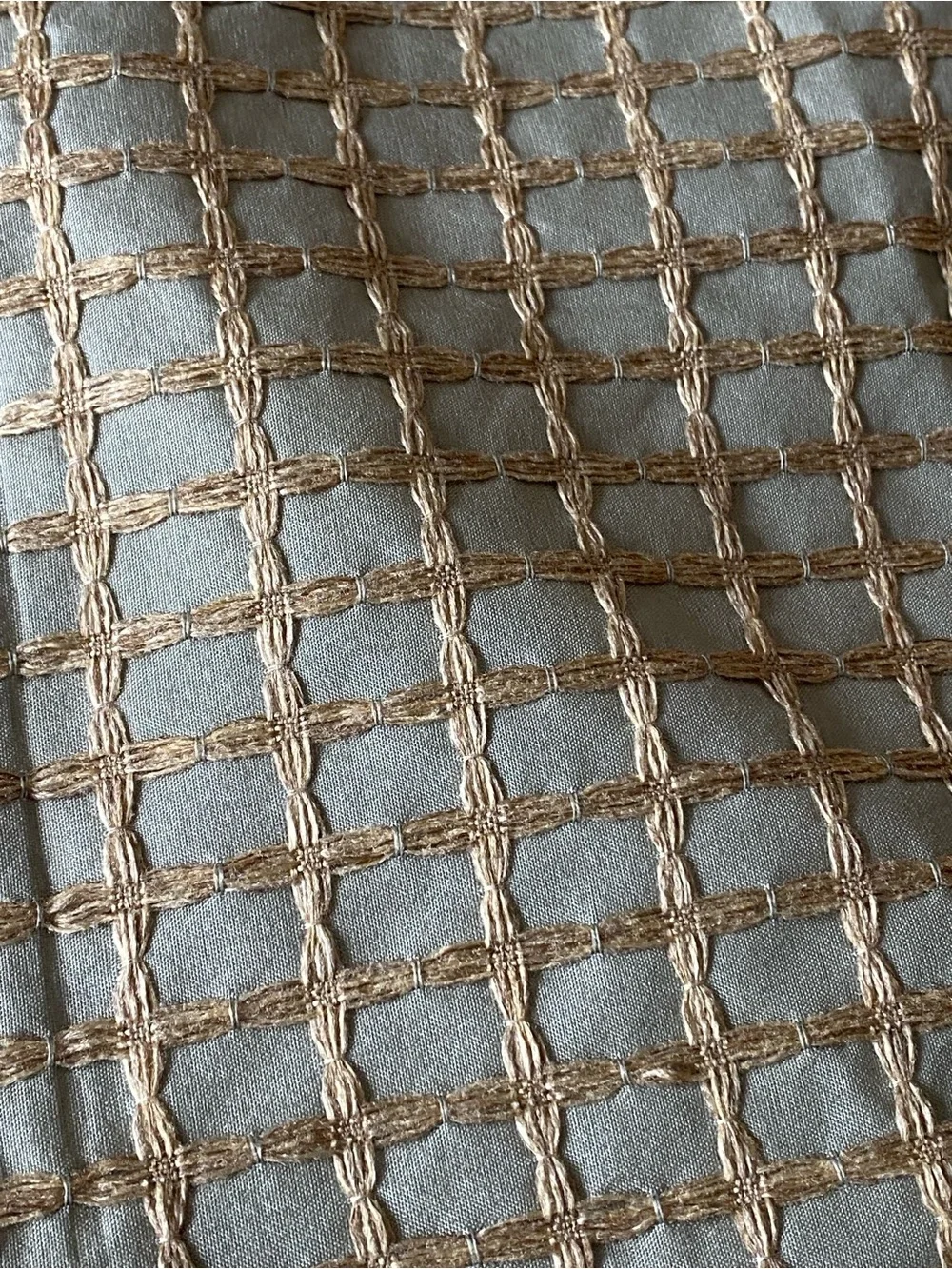 Pier 1 Imports Embroidered Curtain Panels Set of 4 50x86 Beige sage Lattice New - Picture 4 of 7